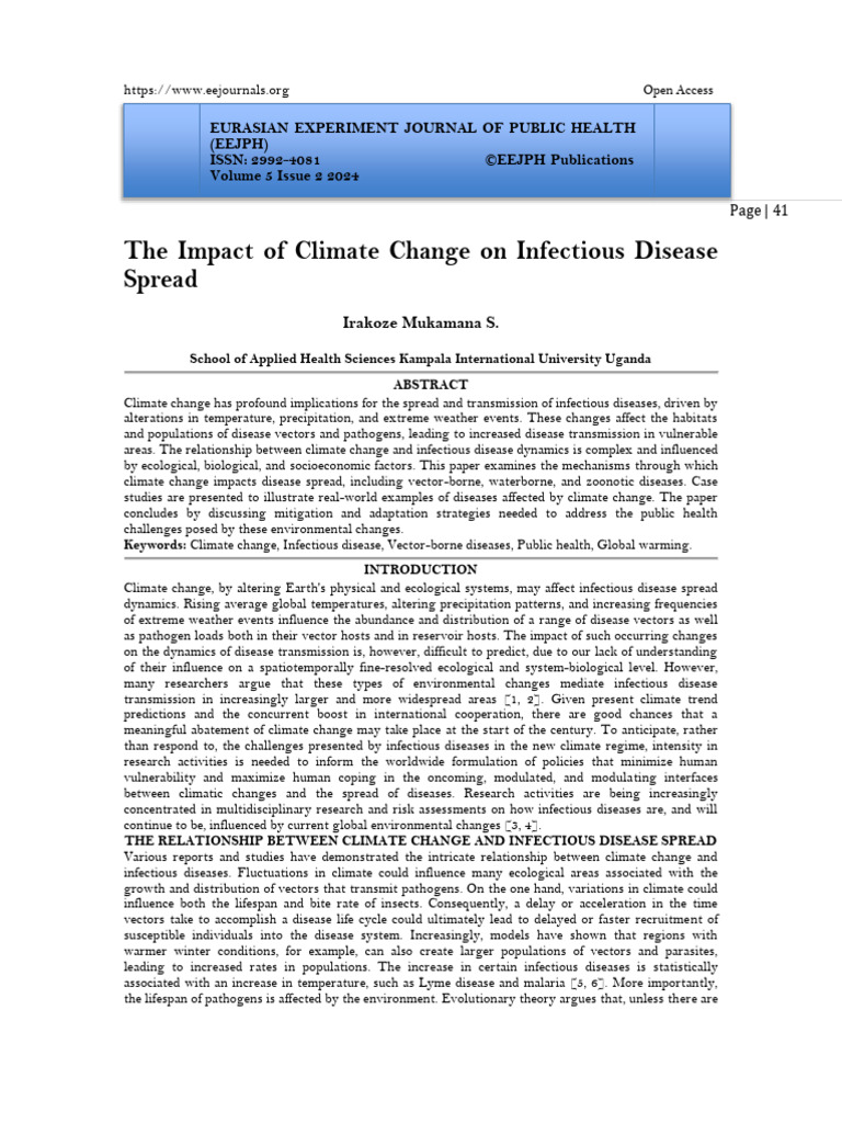 The Impact of Climate Change On Infectious Disease Spread (WWW - Kiu.ac ...