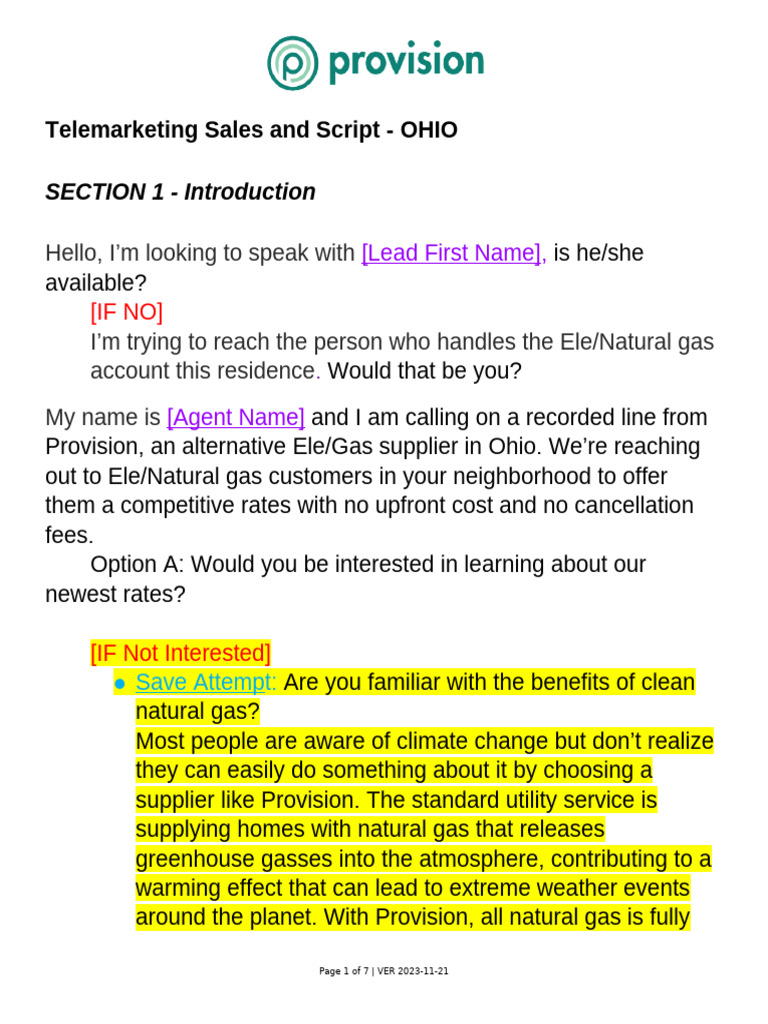Provision Ohio Script | PDF