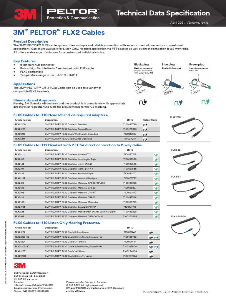 3m_peltor_flx2_cables_technical_datasheet | PDF