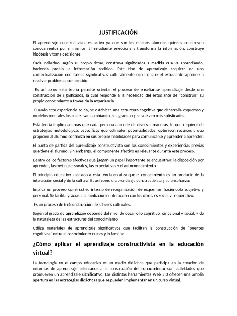 Proyecto Icbf - Constructivismo (Filosofía de La Educación) | PDF
