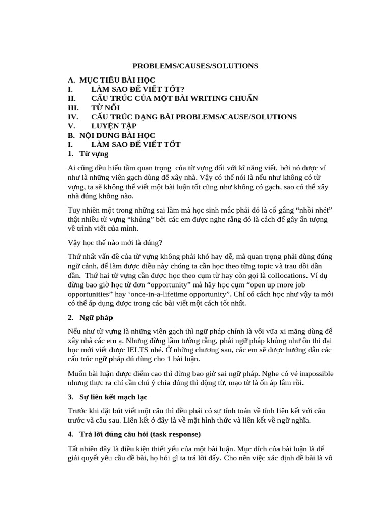 Lesson 1 - Problems - Causes - Solutions | PDF