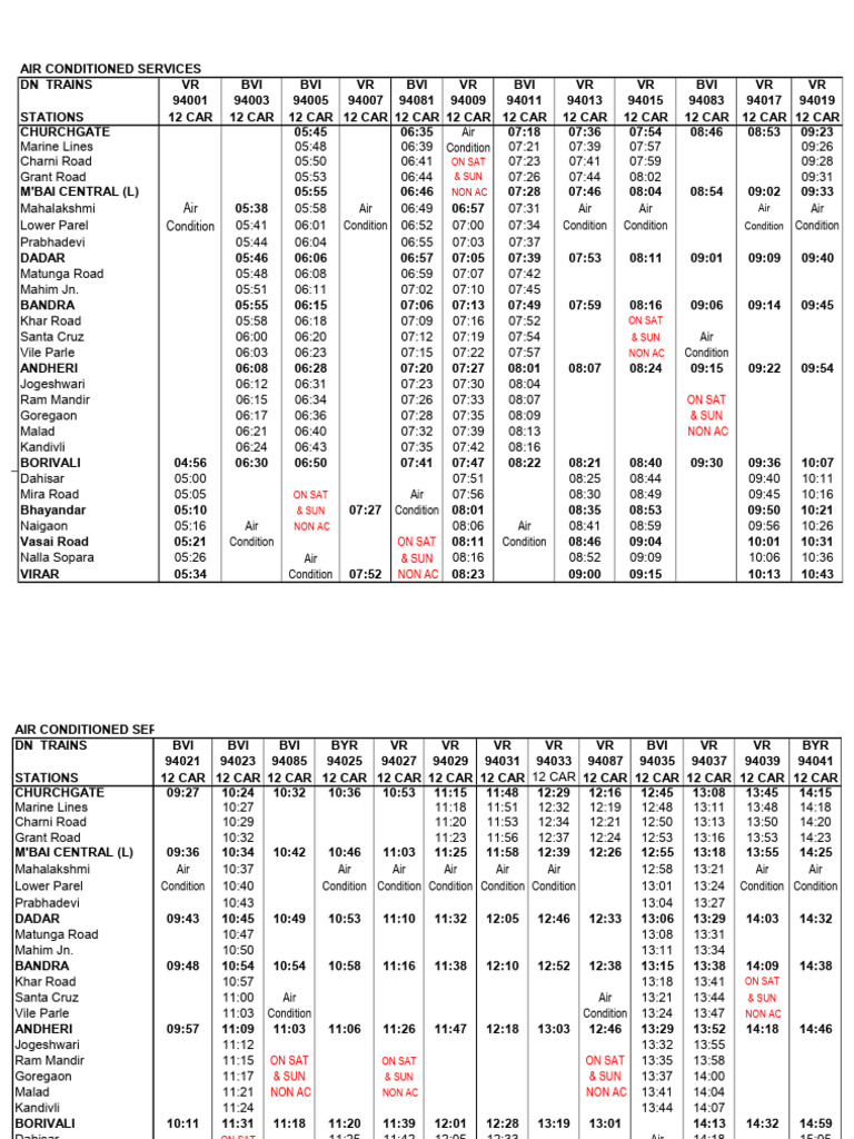 Air Conditioned Train Services | PDF