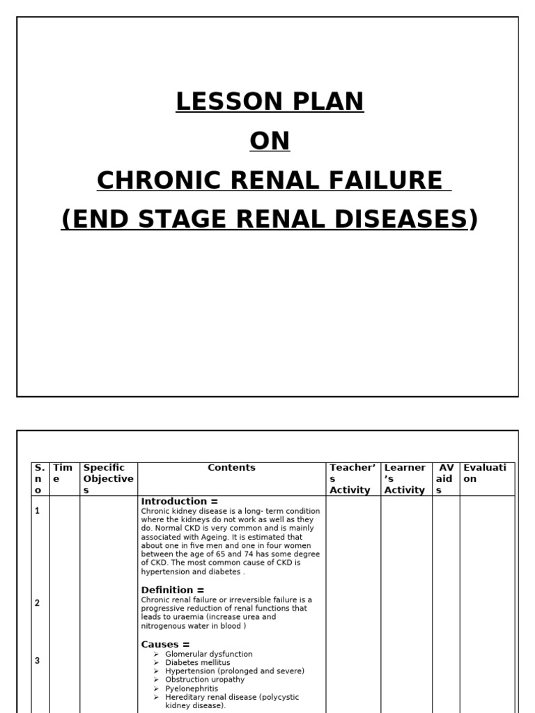 Chronic Renal Failure (End Stage Renal Disease) | PDF