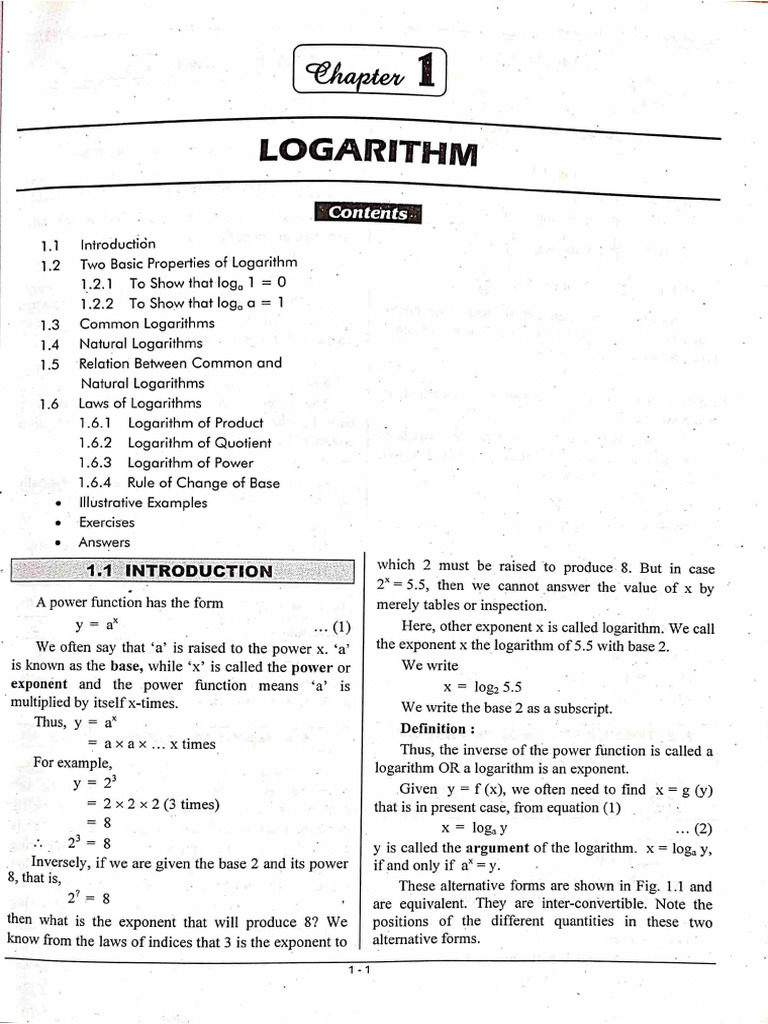 Maths Chp1 Logarithm Pdf