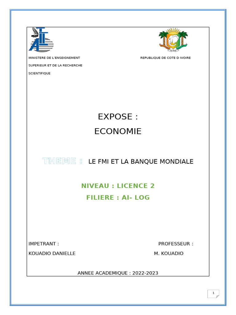 Expose: Economie: Theme | PDF