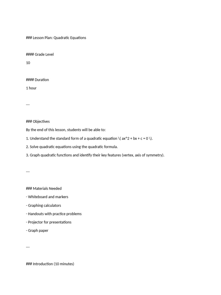 Lesson Plan | PDF