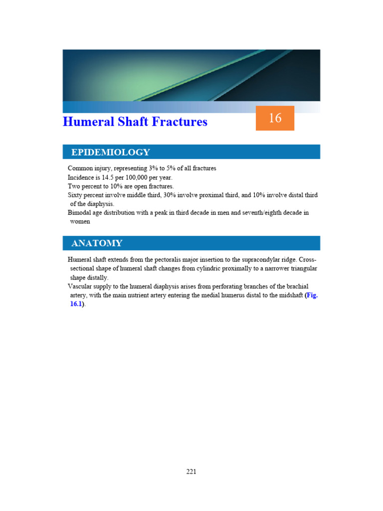 Humeral Shaft Fractures | PDF
