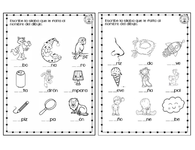 Completar Las Sílabas Que Hacen Falta Letras L y N | PDF