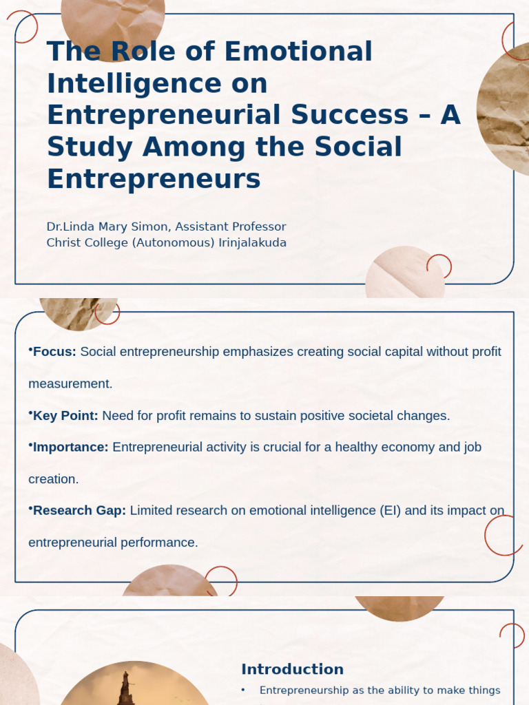 The Role of Emotional Intelligence On Entrepreneurial Success - A Study ...