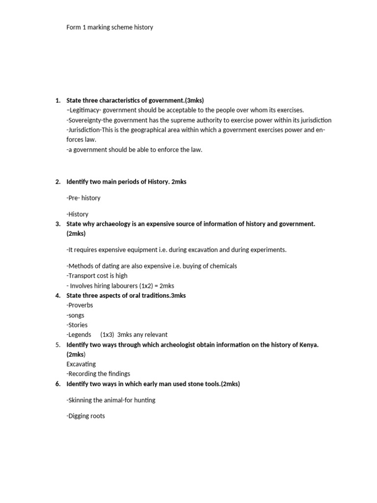 History Form 1 M Scheme Pdf