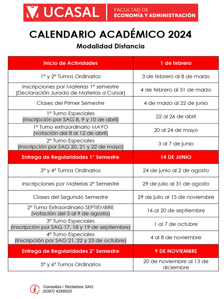 Calendario Académico 2024 | PDF