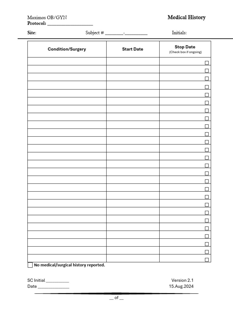 Medical History Log | PDF