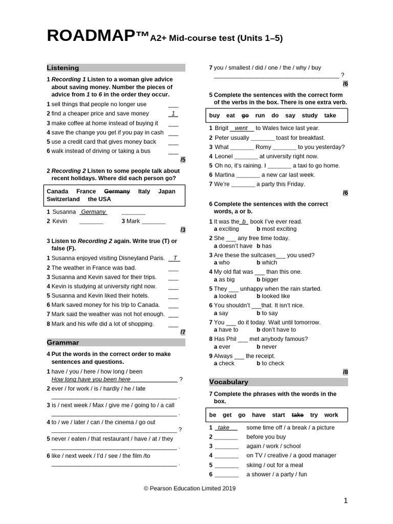 Mid course test word pdf