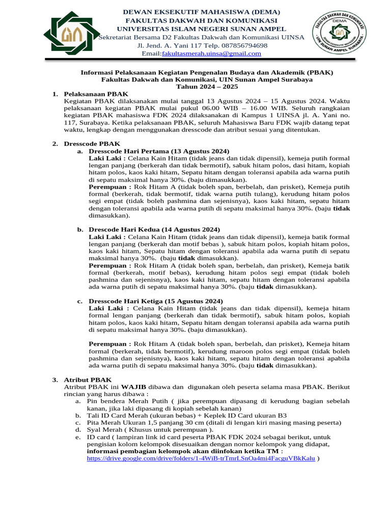 Informasi PBAK FDK 2024 | PDF