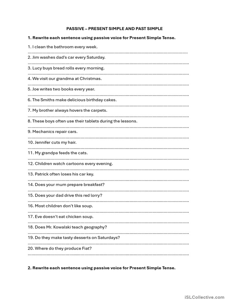 Passive Voice - Present Simple and Past Simple | PDF