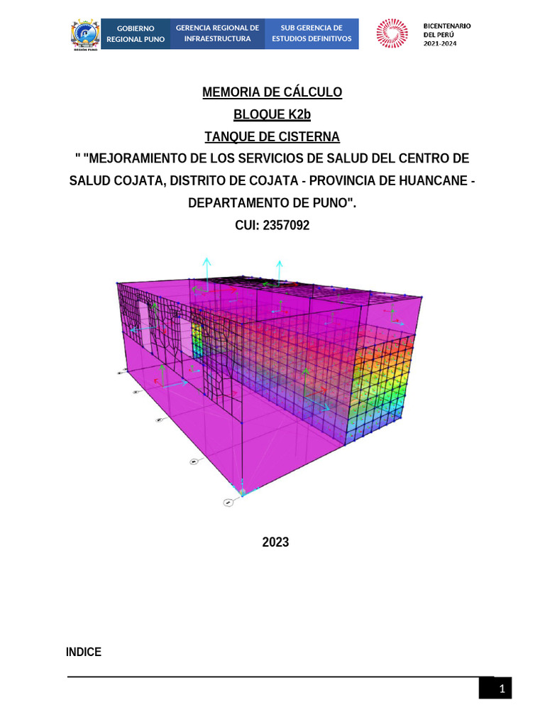 MEMORIA DE CALCULO TANQUE CISTERNA | PDF