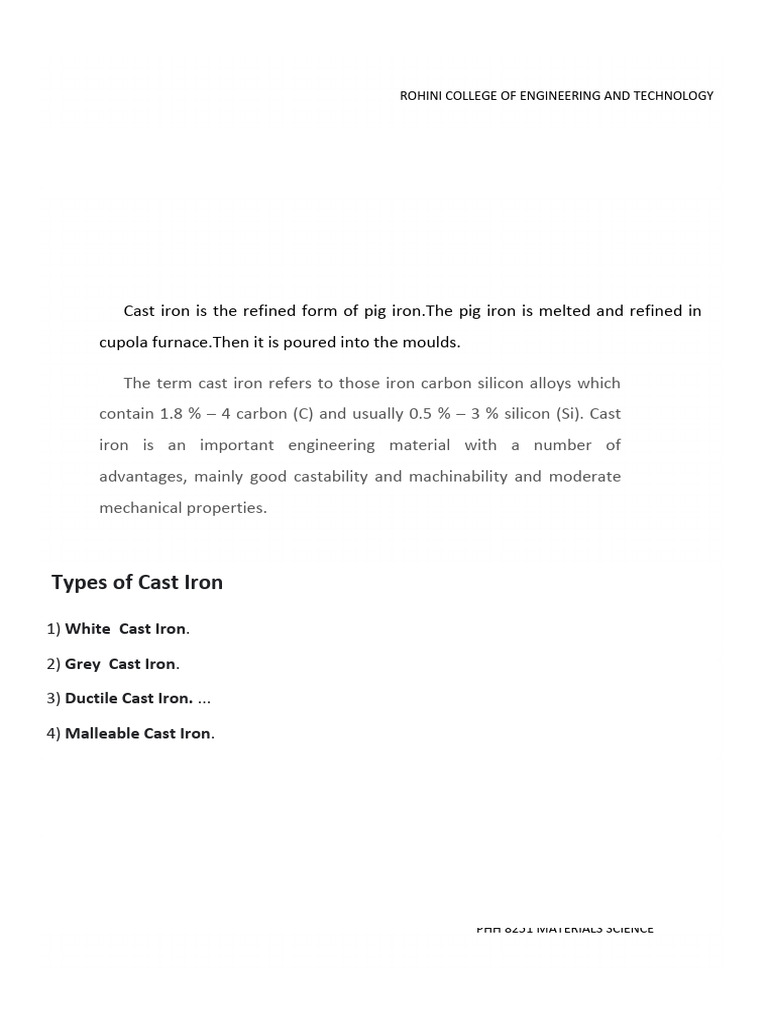 Cast Iron Note | PDF | Cast Iron | Iron