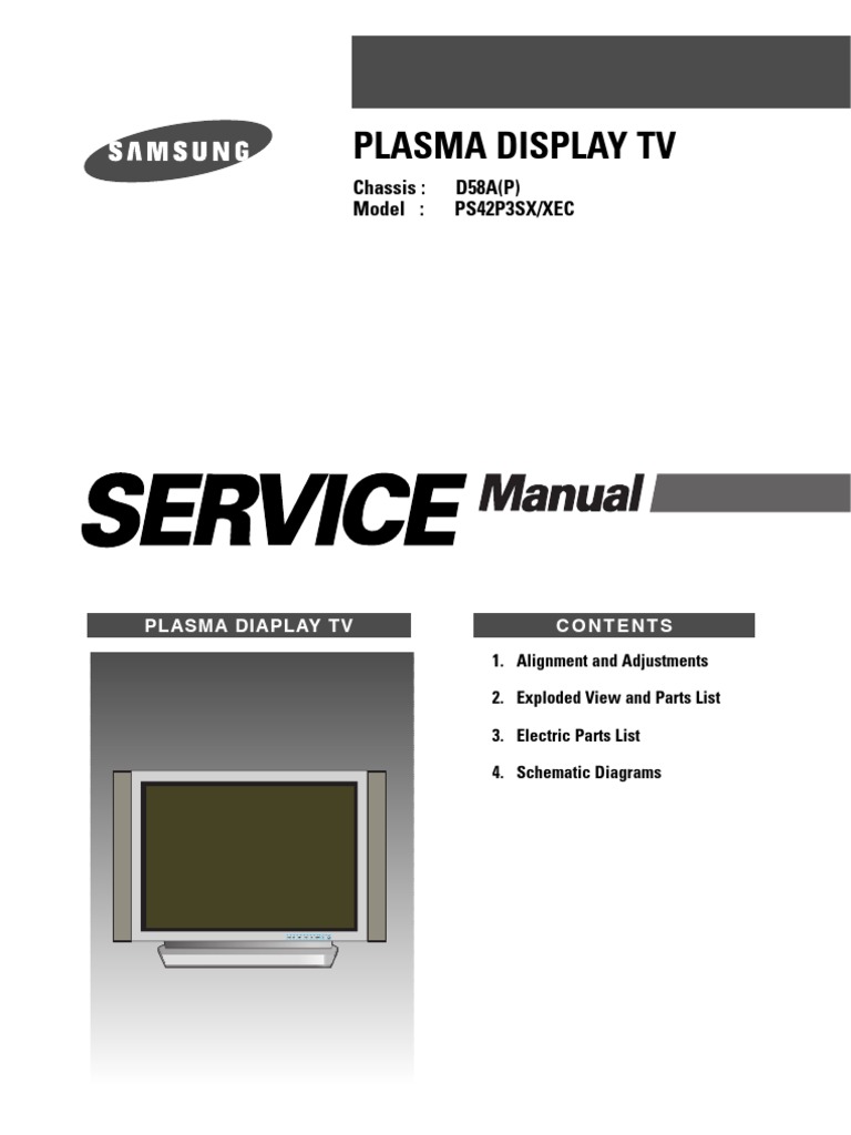 Tv Plasma Samsung Ps42p35sx Chassis D58 A P Color Balance Rgb Color Model