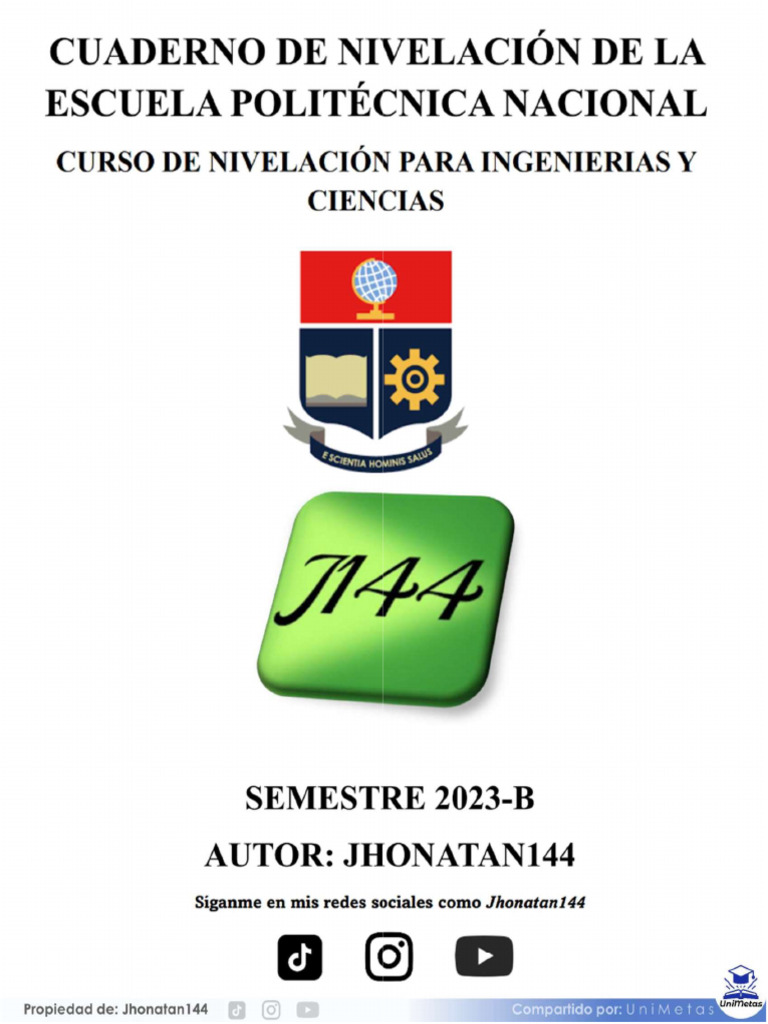 EPN Cuaderno de Nivelación Jhonatan144 2023B | PDF