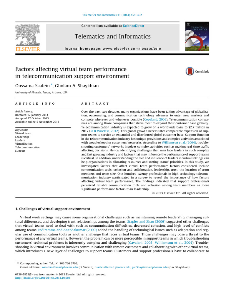 Virtual Team Performance in Telecom | PDF | Leadership | Organizational ...