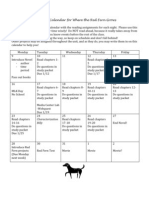 Reading Calendar for Where the Red Fern Grows