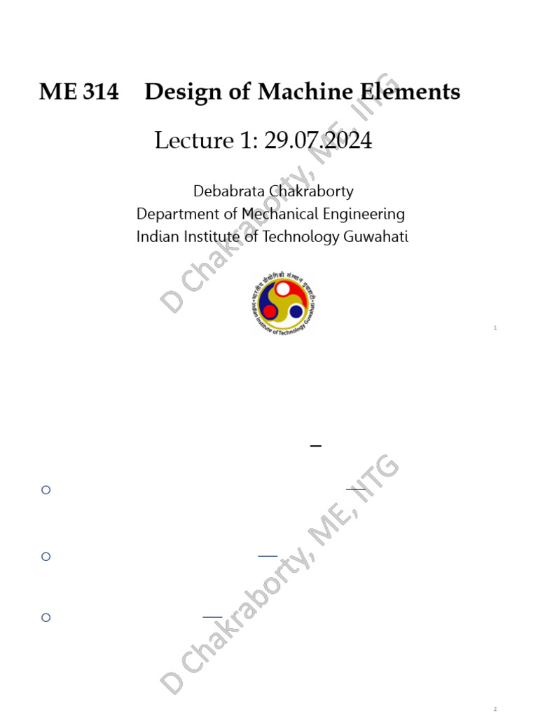 ME314 Lecture 1 29 07 2024 | PDF
