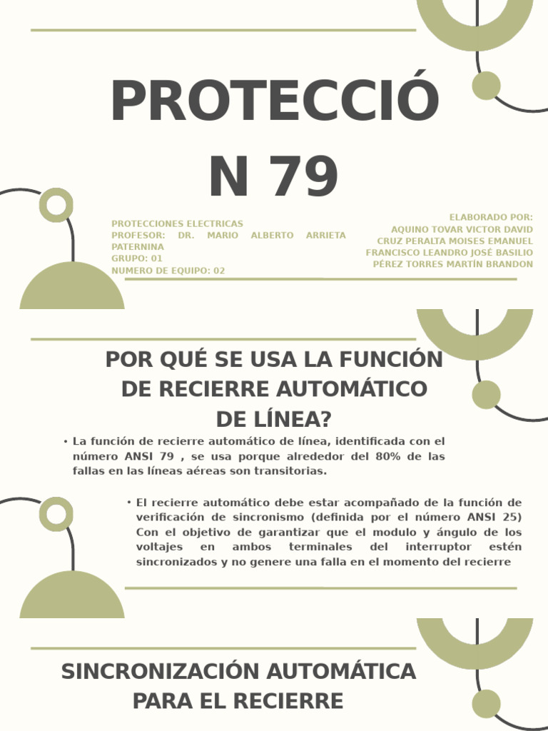 Función y Protección ANSI 79 | PDF | Relé | Cambiar