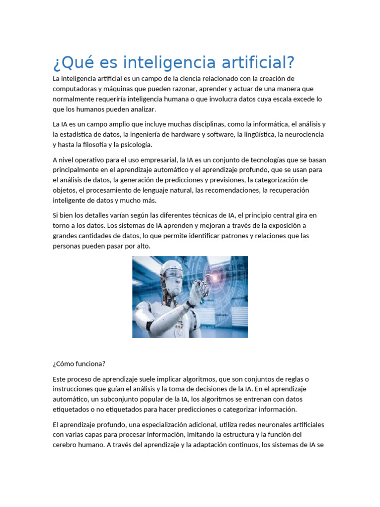 Que Es Inteligencia Artificial | PDF | Inteligencia artificial ...