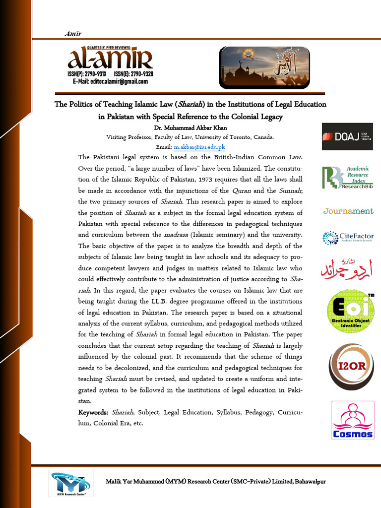 The Politics of Teaching Islamic Law in The Institutions of Legal ...