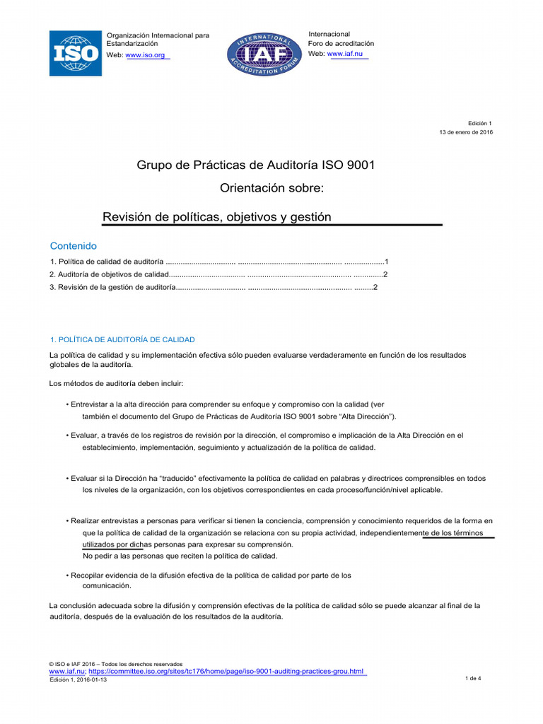 ISO-TC 176-TF - APG-PolicyObjectivesManagementReview | PDF