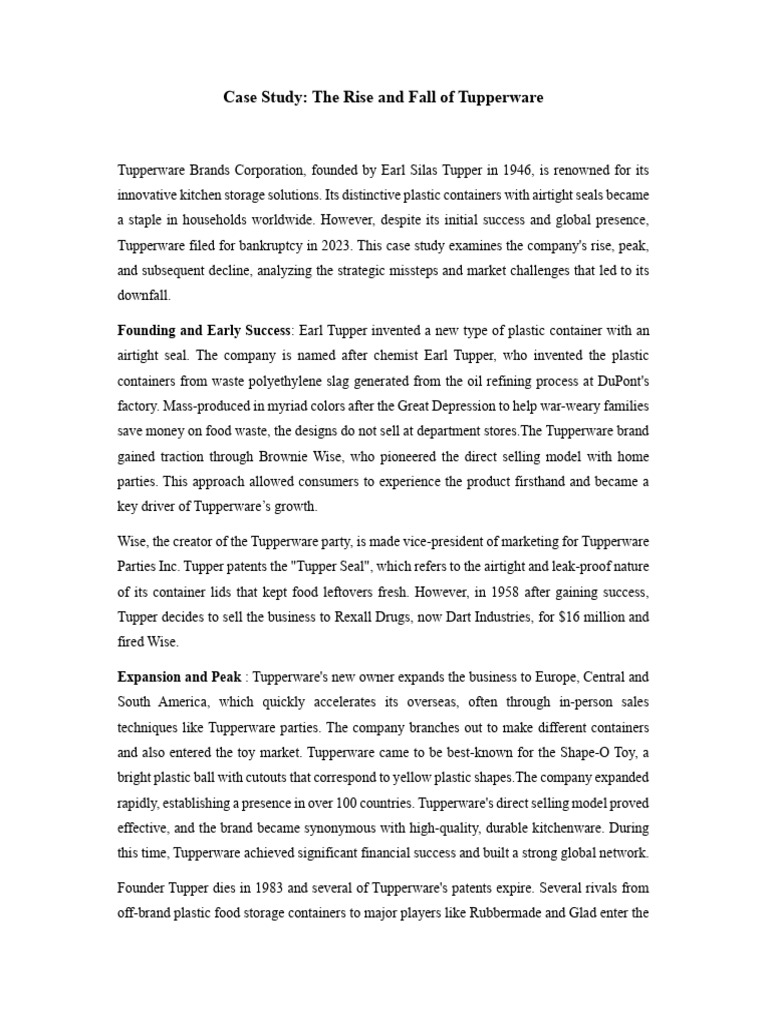 Case STudy Tupperware | PDF