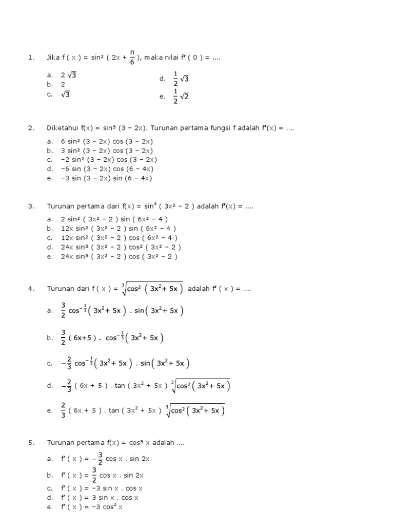 Contohsoaluan Turunan Pdf