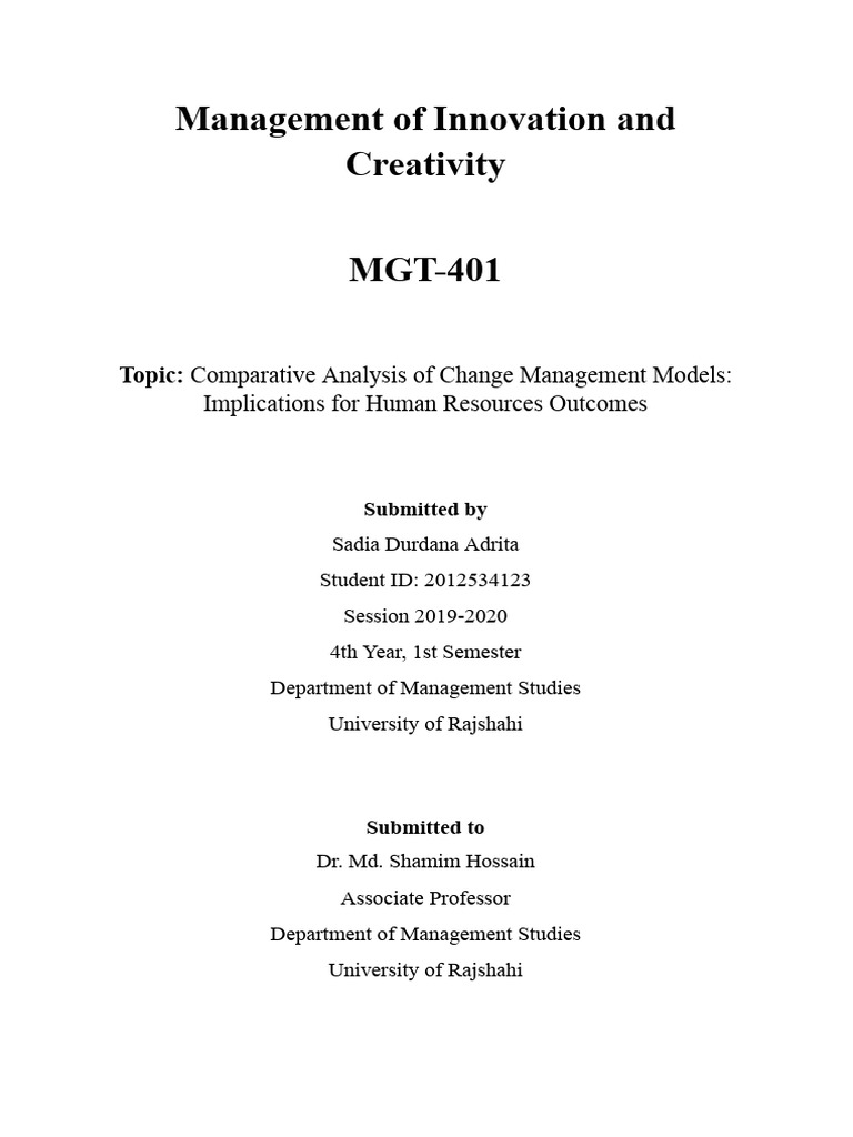 Comparative Analysis of Change Management Models - Implications For ...