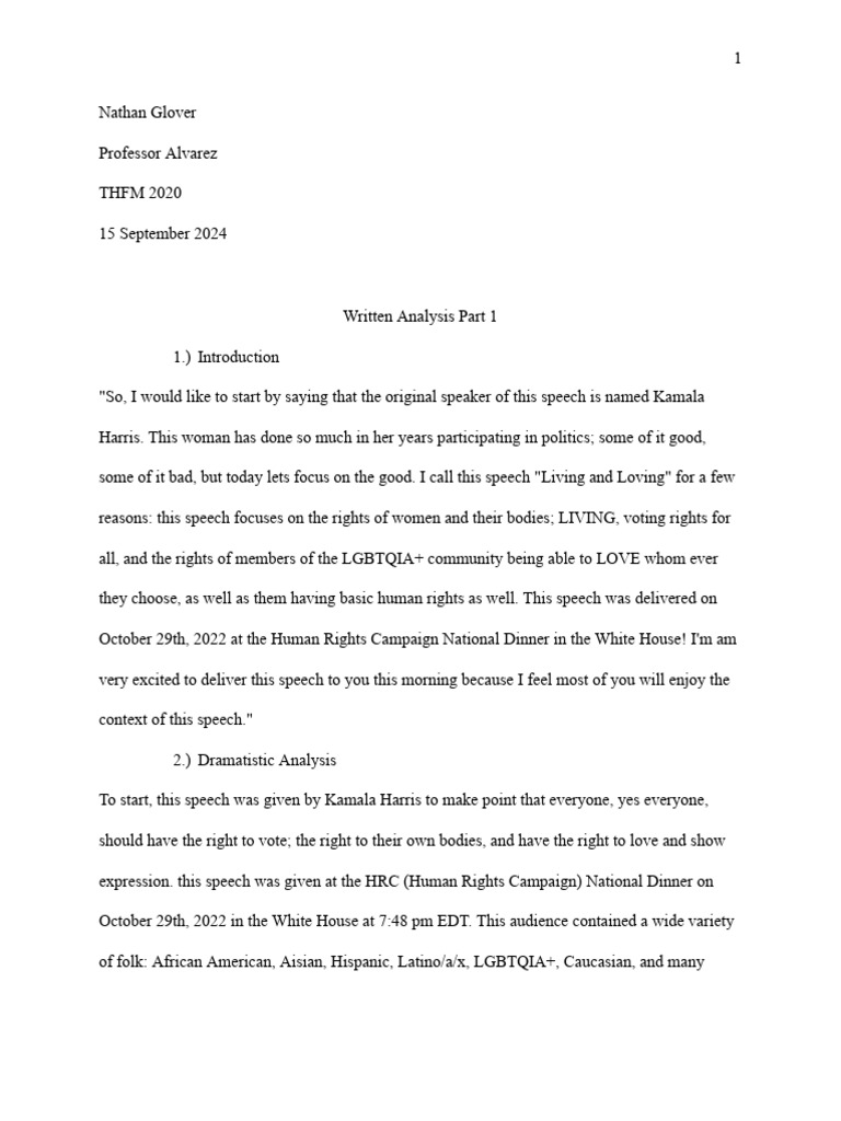 Written Analysis Part 1 | PDF