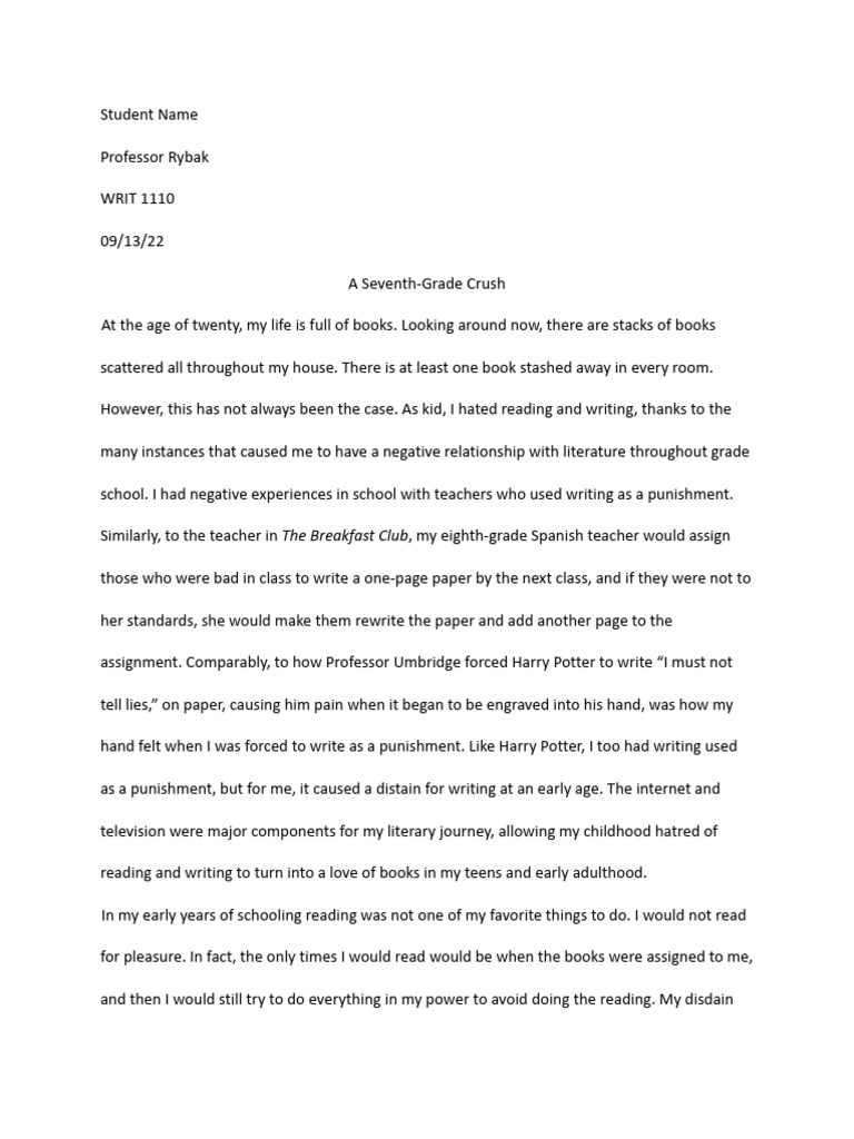 Sample Student Literacy Narratives | PDF