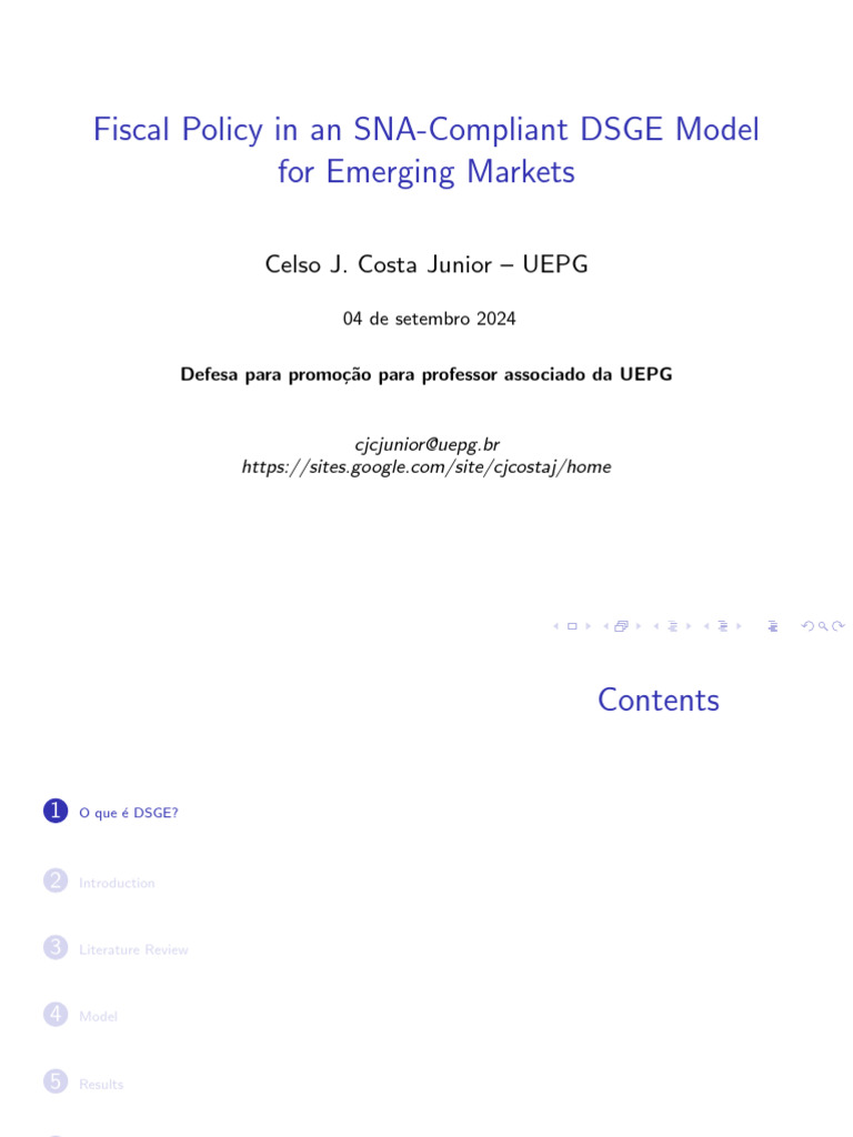 Fiscal Policy in An SNA Compliant DSGE Model For Emerging Markets | PDF