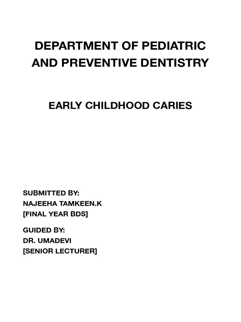 Early Childhood Caries PDF | PDF