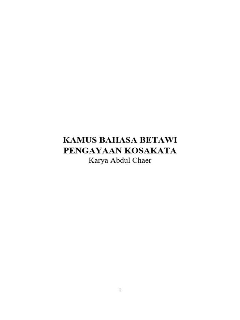 Rev Kamus Bahasa Betawi Pengayaan Kosakata Karya Abdul Chaer PDF 