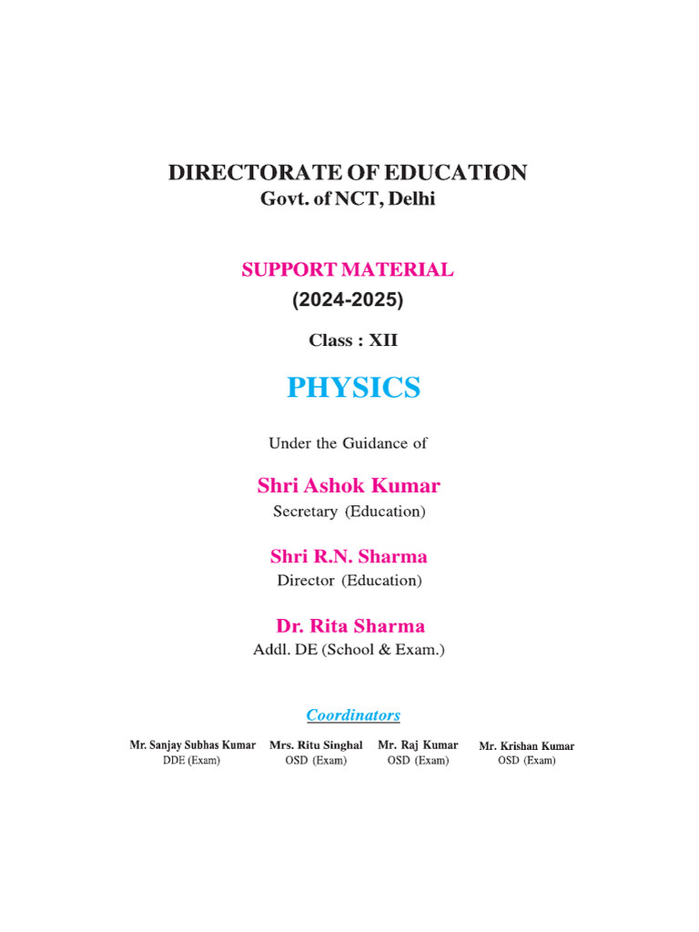 Class12 Physics Support Material | PDF | Diffraction | Electron