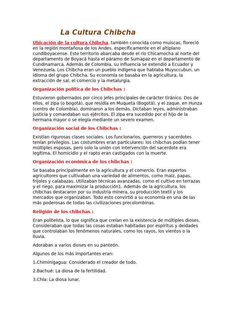 Cultura Chibcha Wasa | PDF