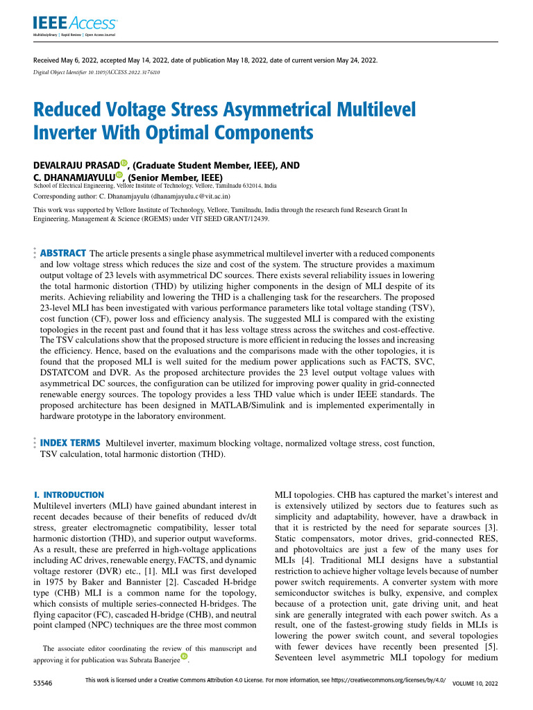 Reduced Voltage Stress Asymmetrical Multilevel Inverter With Optimal ...