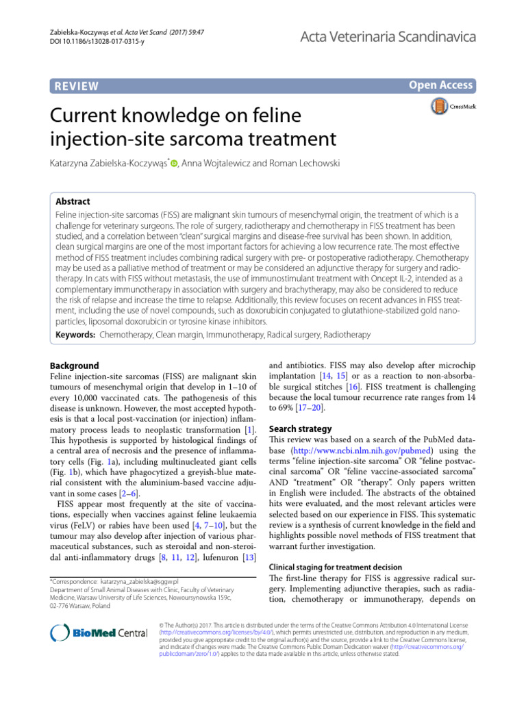 Current Knowledge On Feline Injection Si | PDF