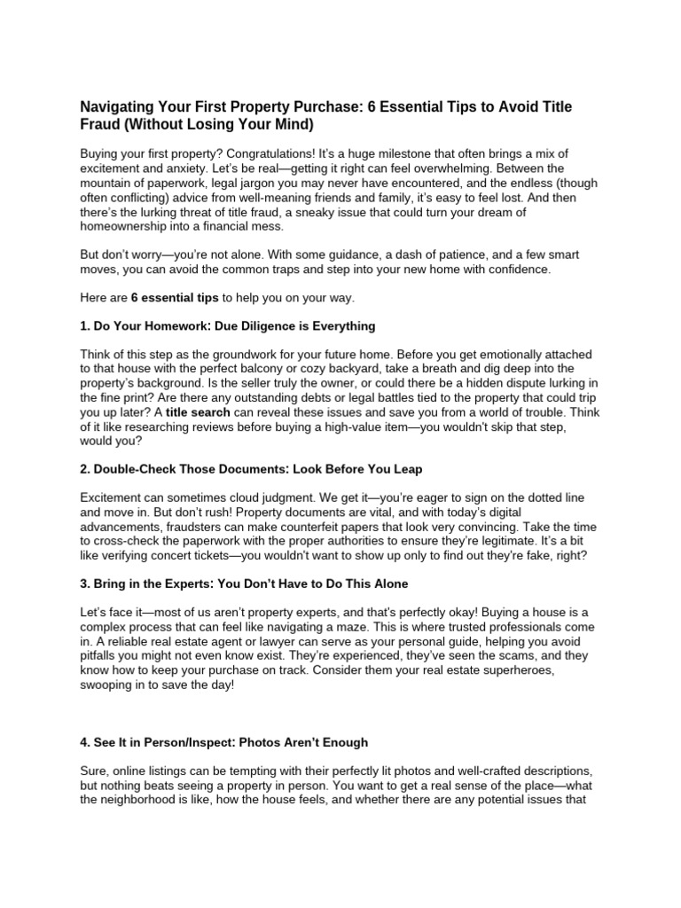 Navigating Your First Property Purchase | PDF