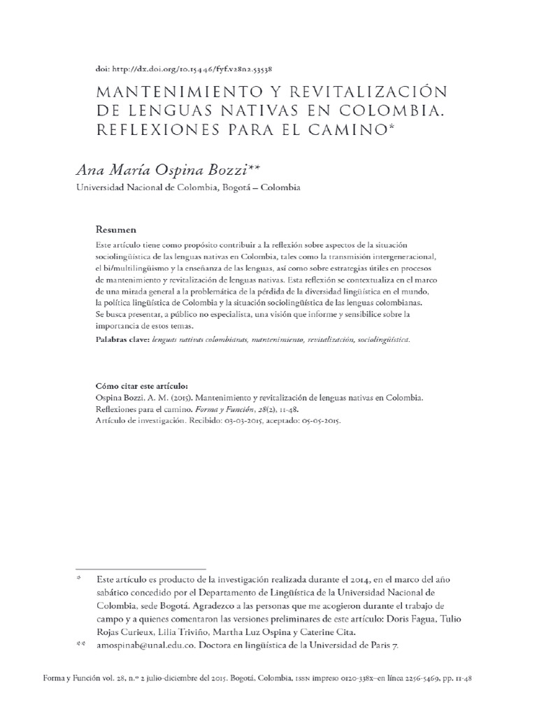 Mantenimiento y Revitalización de Lenguas Nativas en Colombia ...