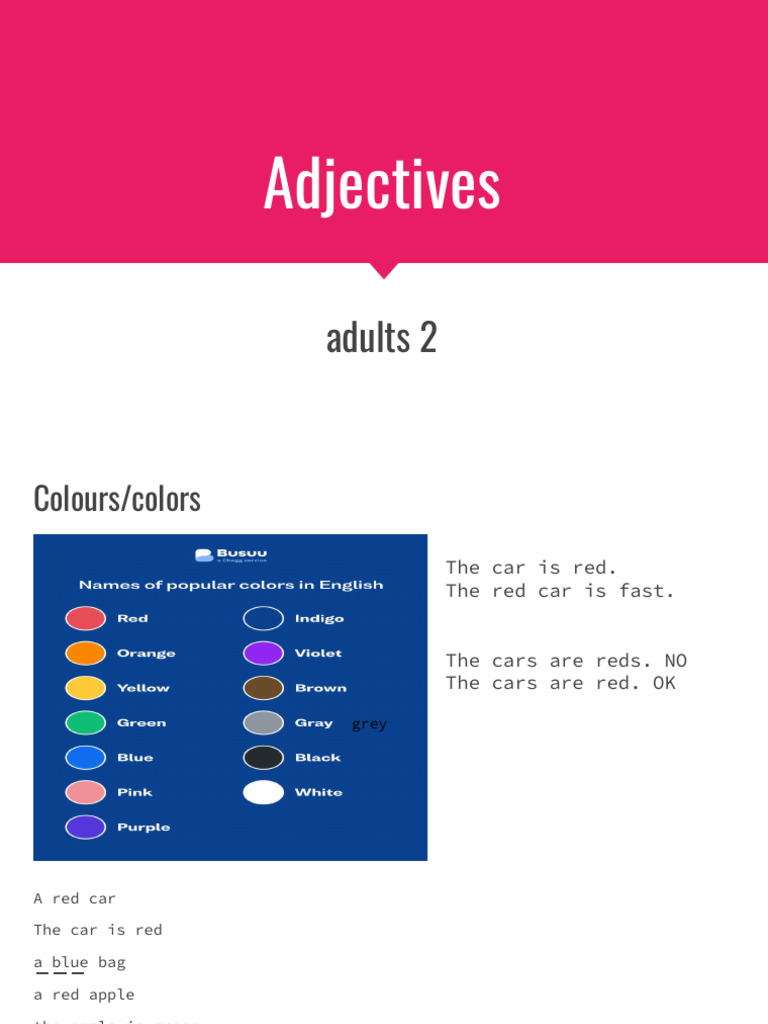 Adjectives and Routines | PDF