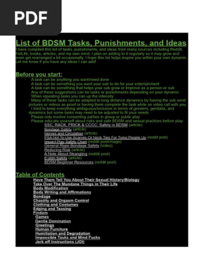 BDSM Tasks Punishments and Ideas PDF 