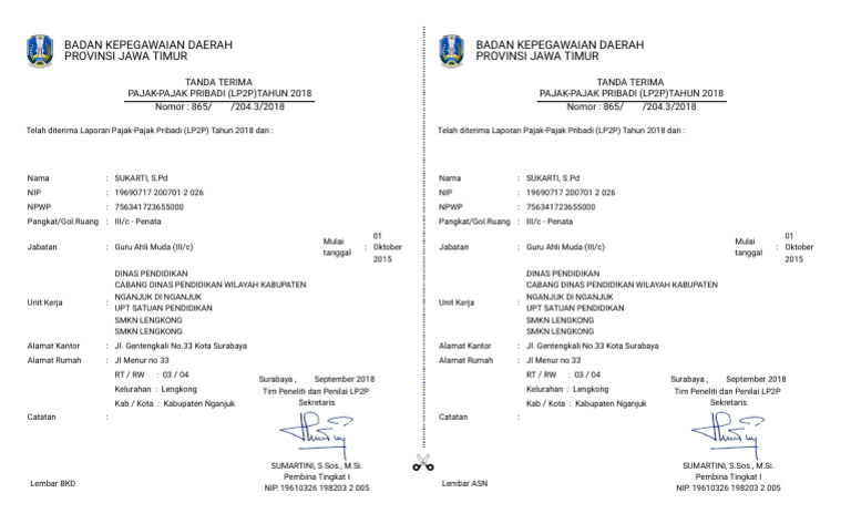 Tanda Bukti LP2P 2017 - Cetak Landscape | PDF