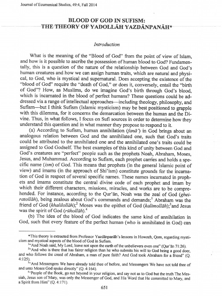 Blood of God in Sufism Theory of Yadolla-36724167 | PDF