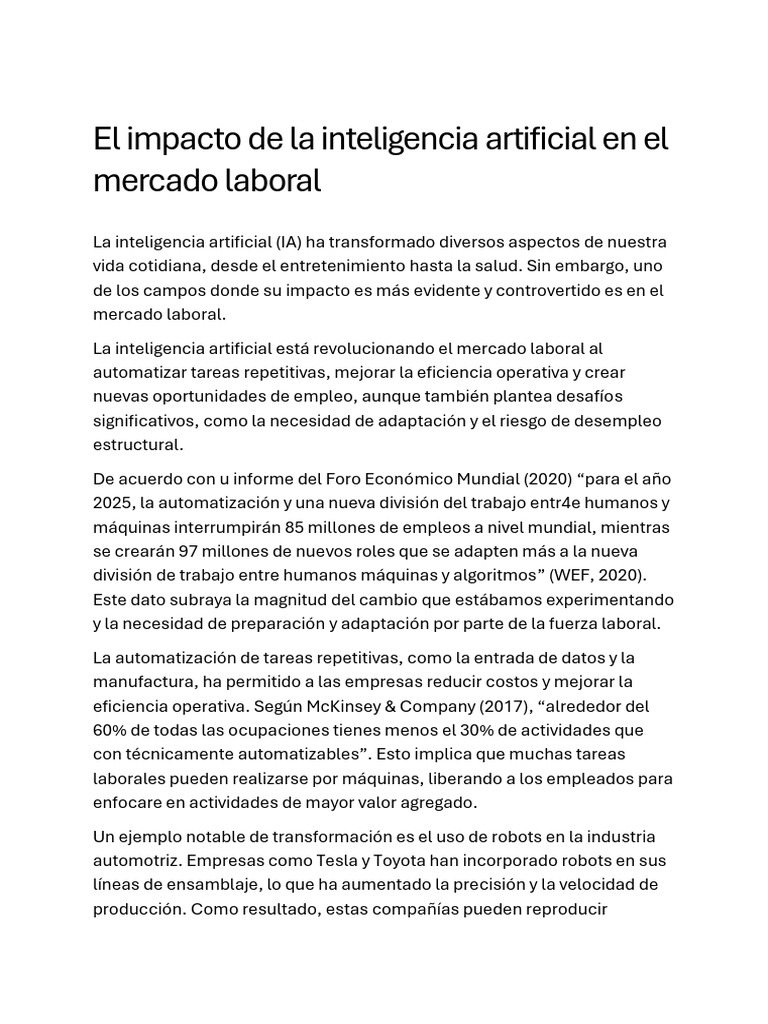 IA y el Futuro del Trabajo | PDF | Inteligencia artificial | Tecnología