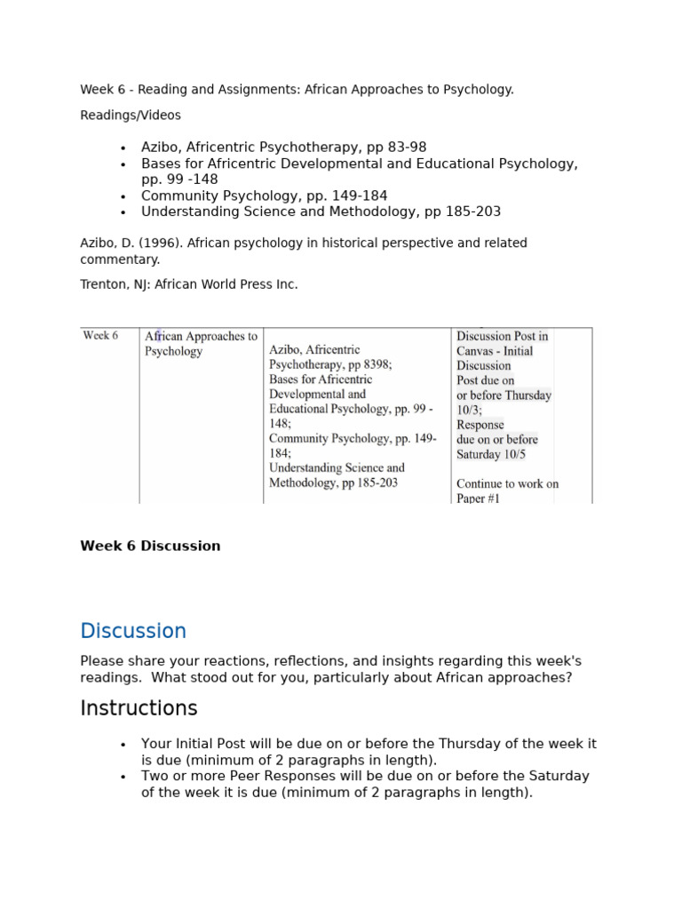 Week 6 - Reading and Assignments | PDF